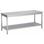 Table soudée, centrale avec étagère, inox AISI 304, 600X600X850