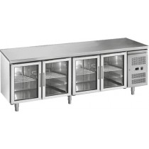 Desserte réfrigérée centrale, gamme gastro GN1/1 portes vitrées , 4 portes, inox, 616 L