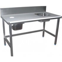 COMBINÉS DE PRÉPARATION POISSON avec 1 bac, inox AISI 304, 1000 x 600 x 850 mm