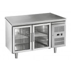 Desserte réfrigérée centrale, gamme gastro, 2 portes vitrées, 0.56 Kw, inox, grille