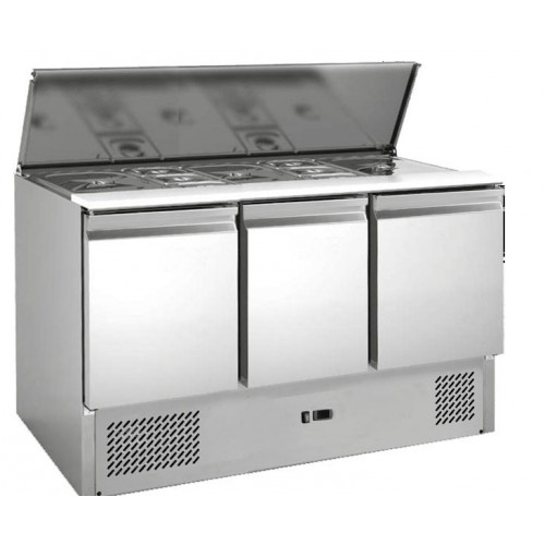 Saladette réfrigérée avec couvercle telescopique 4 GN1/1 3 portes inox