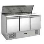 Saladettes réfrigérées, 3 portes, inox 1365 X 700 X 850 mm