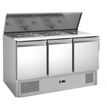 Saladette réfrigérée avec couvercle telescopique 4 GN1/1 3 portes inox