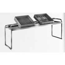 Étagère professionnelle double pente inox cuisine à fixer sur table pour casier de lave-vaisselle P 600 mm