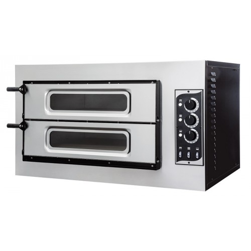Four à pizza éléctrique mécanique acier inox Basic 2/50 GLASS - 3 thermostats Four à pizza éléctrique mécanique acier inox Basic 2/50 GLASS - 3 thermostats