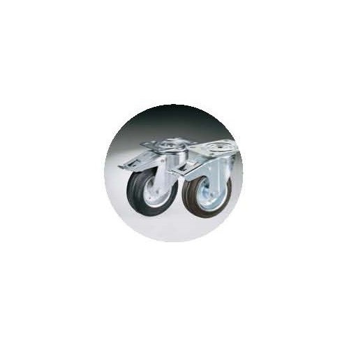 4 roulettes inox sur platine chape zinguée Ø 100 mm dont 2 à freins 4 roulettes inox sur platine chape zinguée Ø 100 mm dont 2 à freins