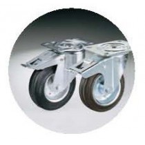 4 roulettes inox sur platine chape zinguée Ø 100 mm dont 2 à freins