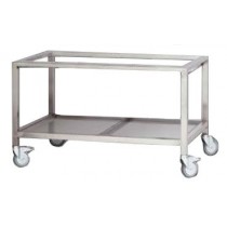 Châssis inox avec étagère basse et roulettes pour rôtissoire