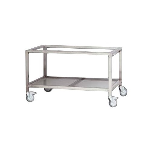 Châssis inox avec étagère basse et roulettes pour rôtissoire Châssis inox avec étagère basse et roulettes pour rôtissoire