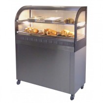 Vitrine de présentation, Inox, MAP PLUS sur placard à roulette, L 1100 x P 490 x H 1420 mm