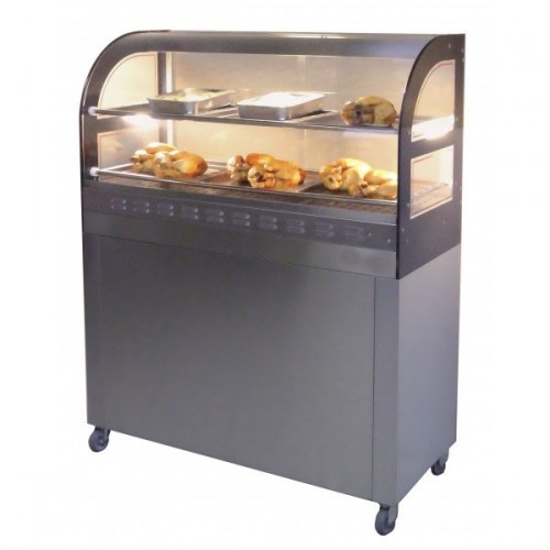 Vitrine de présentation en inox modèle MAP PLUS sur placard à roulette Vitrine de présentation en inox modèle MAP PLUS sur placard à roulette