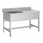 PLONGE SOUDÉE SUR PIEDS CARRÉS sans étagère, inox AISI 304, 1000 x 600 x 850 mm