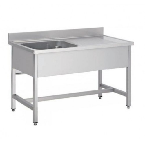 Plonge soudée sur pieds carrés sans étagère inox ferritique 1 bac L 1000 mm Plonge soudée sur pieds carrés sans étagère inox ferritique 1 bac L 1000 mm
