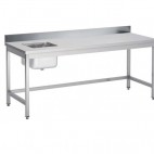 Table du chef soudée adossée avec bac à gauche P 700 mm