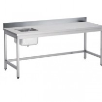 Table du chef soudée adossée avec bac à gauche P 700 mm