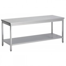 Table soudée, centrale avec étagère, inox AISI 304, L 600 x P 700 x H 850 mm