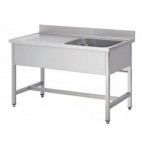 Plonge soudée sur pieds carrés sans étagère, inox ferritique, 1 bac droite,  L 1000 x P 600 x H 850 mm