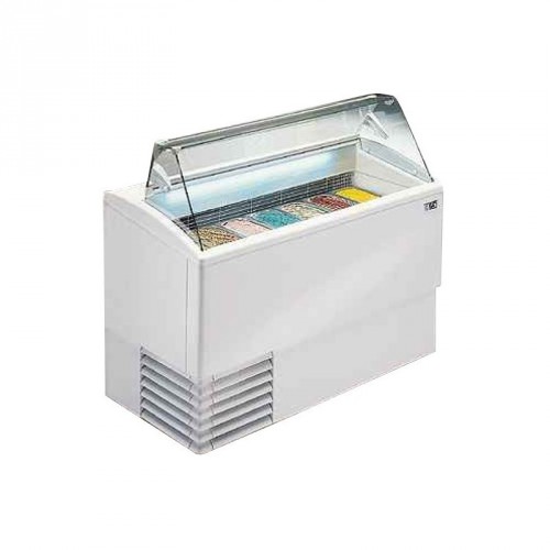 Vitrine a glace professionnelle vitre droite 4 RS TB ST 4 bacs de 5 litres en exposition + réserve Vitrine a glace professionnelle vitre droite 4 RS TB ST 4 bacs de 5 litres en exposition + réserve