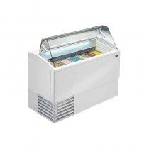 Vitrine a glace professionnelle vitre droite 4 RS TB ST 4 bacs de 5 litres en exposition + réserve