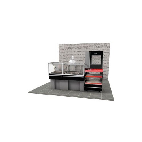 Vitrine d'agencement pour rotisserie, meuble chauffant bain marie classique avec remplissage automatique Vitrine d'agencement pour rotisserie, meuble chauffant bain marie classique avec remplissage automatique