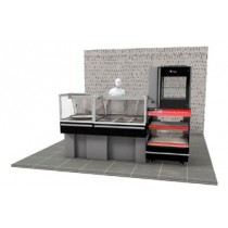 Vitrine d'agencement pour rotisserie, meuble réfrigere groupe loge
