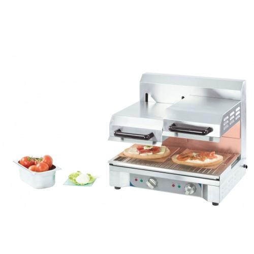 Salamandre cuisine à quartz avec double plafonds mobiles en acier inoxydable 2900 W Salamandre cuisine à quartz avec double plafonds mobiles en acier inoxydable 2900 W