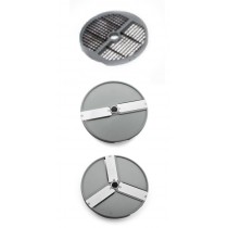 Kit de disque: 3 disques à trancher (ø 4/8/10 mm) 2 disques à râper (ø 3/7 mm) 1 disque à frite (10x10 mm)