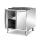 Meuble boulanger - patissier, inox AISI 304, 2 portes battantes et 1 étagère, longueur 840 mm