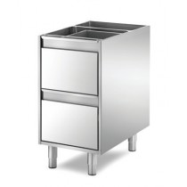 Meuble boulanger - patissier, bloc 2 tiroirs, inox AISI 304, longueur 435 mm