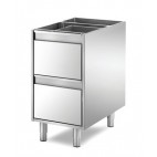 Meuble boulanger - patissier, bloc 2 tiroirs, inox AISI 304, longueur 435 mm