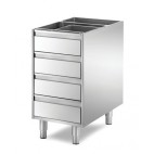 Meuble boulanger - patissier, bloc 4 tiroirs, inox AISI 304, longueur 435 mm