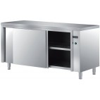 Meuble etuve chaud, central traversant, inox AISI 304, profondeur 700 mm