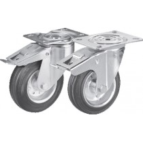 Roulettes ø 125 mm chape zinguée (2 avec freins, 2 sans frein)