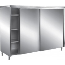 Armoire haute, toit plat, portes coulissantes, inox AISI 304, profondeur 600 mm