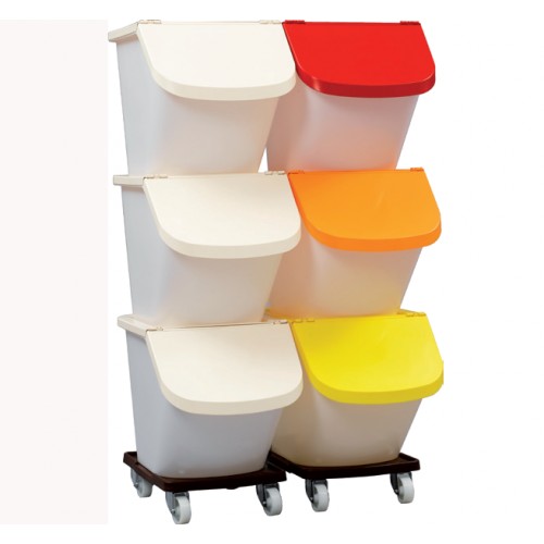 Trio conteneurs 3 bacs + 3 couvercles ivoire + chariot de transport Trio conteneurs 3 bacs + 3 couvercles ivoire + chariot de transport