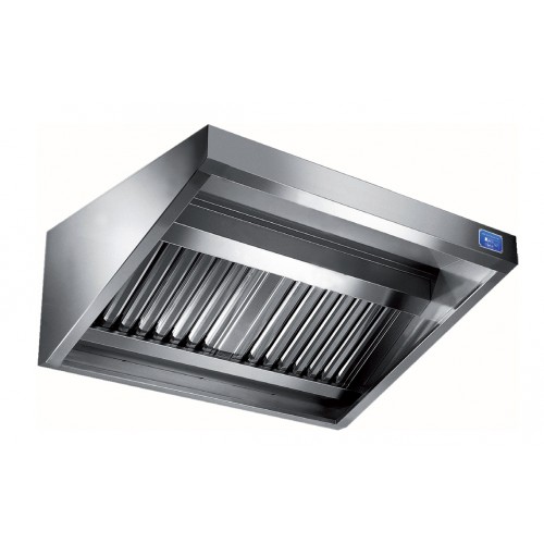 Hotte murale biseautée en inox ferritique 4 filtres longueur 2500 mm Hotte murale biseautée en inox ferritique 4 filtres longueur 2500 mm