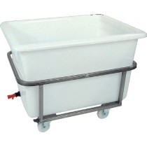 Bac à glace sur châssis inox roulant, 310 L, polyéthylène, L 1030 x P 800 x H 600 mm
