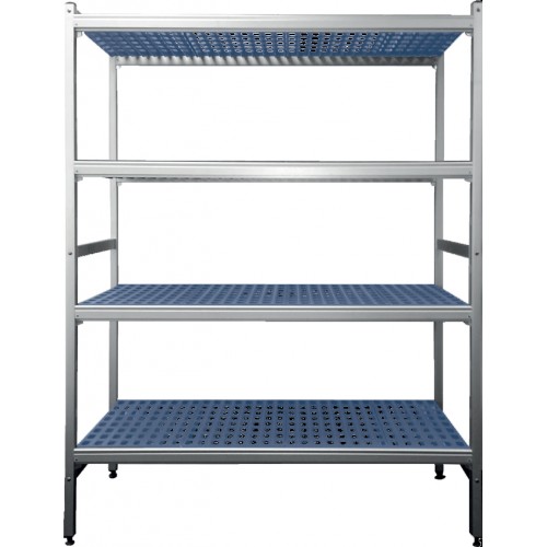 Rayonnage aluminium clayettes polypropylènes 4 niveaux P : 465 mm H 1700 mm Rayonnage aluminium clayettes polypropylènes 4 niveaux P : 465 mm H 1700 mm