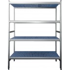 Rayonnage aluminium anodisé 3 niveaux, P : 470 mm