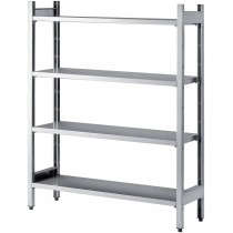 Casier a batterie inox, 3 étagères pleines, sans roulettes, longueur 800 mm