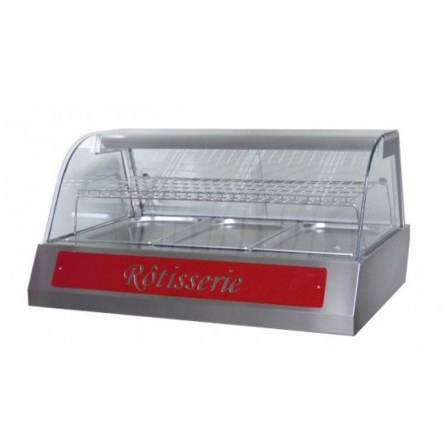 Vitrine de présentation inox 3 bacs GN 1/1 Vitrine de présentation inox 3 bacs GN 1/1