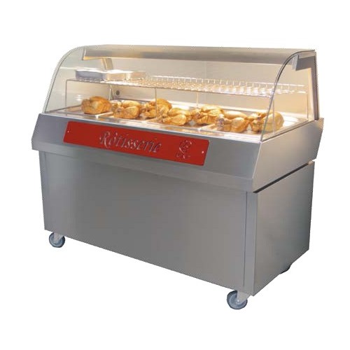 Vitrine de présentation sur meuble à roulette inox 3 bacs GN 1/1 Vitrine de présentation sur meuble à roulette inox 3 bacs GN 1/1