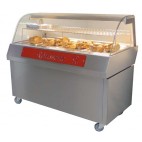 Vitrine de présentation sur meuble à roulette inox 4 bacs GN 1/1