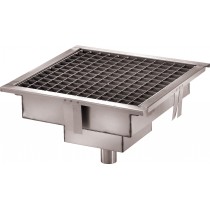 Caniveau de sol cuisine professionnelle, Sortie horizontale , Dimension grille L 200 x P 200 x H 200 mm