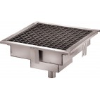 Caniveau de sol cuisine professionnelle, Sortie horizontale , Dimension grille L 200 x P 200 x H 200 mm