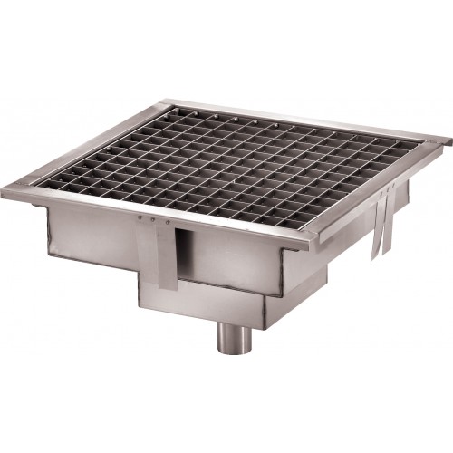 Caniveau de sol cuisine professionnelle sortie Verticale L 400 x P 400 mm