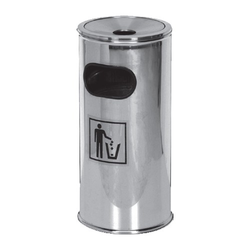 Corbeille à déchets avec cendrier inox Corbeille à déchets avec cendrier inox