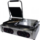Panini grill double, dessus et dessous rainurés, inox, L 570 x P 370 x H 210 mm
