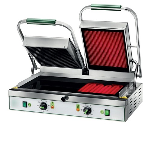 Panini grill de contact vitrocéramique,plaque double, inox Panini grill de contact vitrocéramique,plaque double, inox