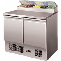 Table à sandwiche type saladette, 5 GN1/6, couvercle inox, 2 portes, inox, L 900 x P 700 x H 980 mm